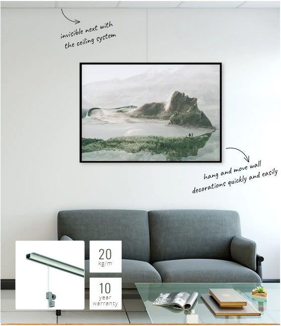 Top Rail Including Standard Fixings - Artiteq Picture Hanging Systems