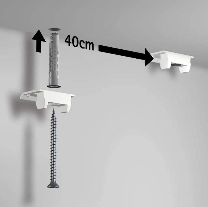Up Rail White/Primer Ceiling Fixed Option - Artiteq Picture Hanging Systems