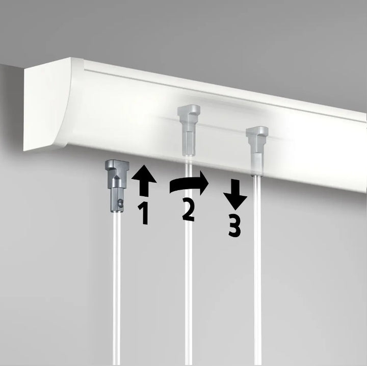 Up Rail White/Primer Ceiling Fixed Option - Artiteq Picture Hanging Systems